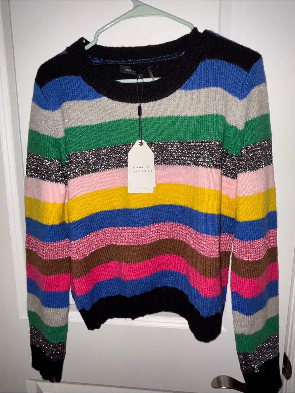 English Factory Striped Crewneck Sweater in Multicolors